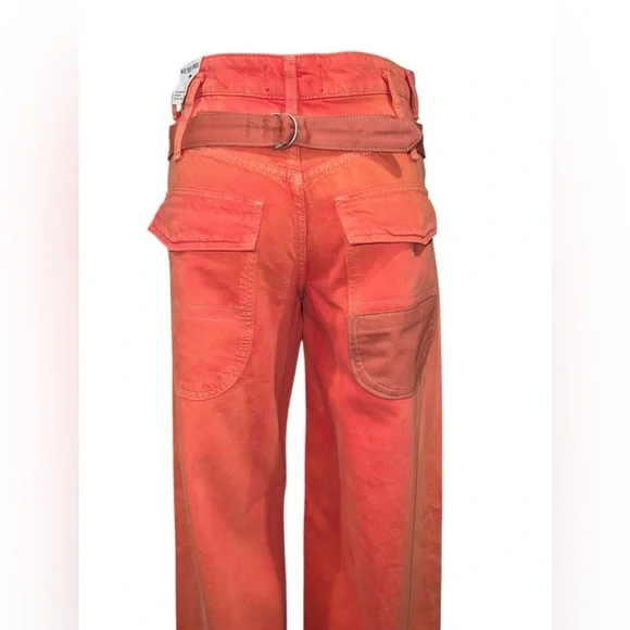 Free People We The Free Waterfalls Baggy Wide Leg Jeans Orange Size 25 - Picture 8 of 16